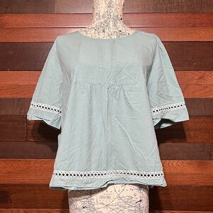 No Brand Tag Boho Peasant  Top in Light Blue Green